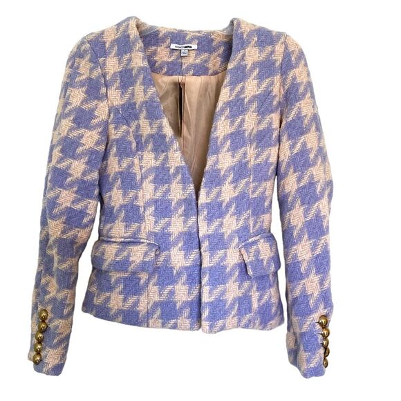 Fashion Nova Houndstooth Tweed Jacket Skirt Suit Purple Pink Tweed Set Small - Picture 2 of 14